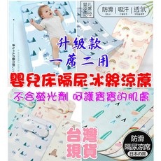 嬰兒床涼蓆 隔尿冰絲寶寶睡墊 透氣幼稚園涼蓆睡墊, 枕頭-藍色獨角獸(現貨)