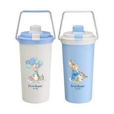 Peter Rabbit彼得兔可愛卡通保溫瓶，大容量手提保冷保溫水壺，安全鎖扣設計, 白色, 1個, 800ml