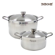 키친아트 퀸즈 IH 인덕션겸용 통3중 스텐레스 냄비세트 2종E(양수24+곰솥28), 1개