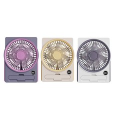 超輕薄卡片風扇 桌面壁掛兩用 超清數字顯示 2000mAh大容量電池 手機支架 五檔風速調節, 奶油黃, 6336214339584