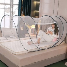 유아 아기 침대 싱글 사이즈 접이식 모기장 1인 방충망 미세망 텐트형 원터치, 단일옵션