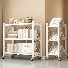 ANYOU 주방수납장 접이식선반 이동식 철제선반 고강도 접이식 무설치 수납선반 4단 3단, 1개, 3단White