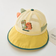 嬰兒防曬帽夏季可愛小恐龍造型大檐遮陽帽男女寶寶網眼漁夫太陽帽