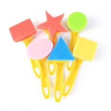 STK 스폰지 물감 회화 도구 스펀지브러쉬 물감 낙서 스폰지 스탬프 유치원 교육 DIY 6개입 (10조 세트)