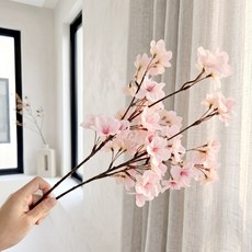 가온그린 고급 벚꽃 조화 인조 꽃 가지 자연스러운 봄 인테리어 소품, 2개, 라이트핑크