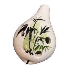 6孔中音C調陶笛 竹子圖案 附教材/擦拭布/收納袋, 1個