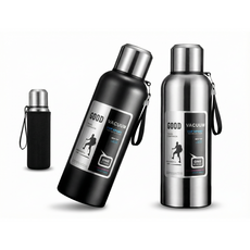 코코리브 스텐316 보온보냉병 파우치 세트, 1개, 800ml, 블랙