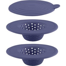 컬러 주방 싱크대 거름망 실리콘 유연한 배수 3개의 파란색으로 요리하세요, 3 Pc Blue