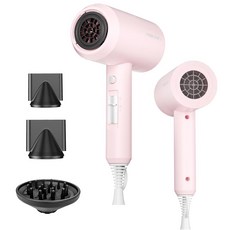 경량 이온 헤어 드라이어와 디퓨저 - 빠른 건조를 위한 강력한 1800 블로우 드라이어 여행 선물 스타일링을 전문 저소음 미니, Pink, 1개, 핑크