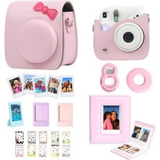 CAIYOULE Fujifilm Instax Mini SE/7+/7c/7s용 액세서리 인스턴트 카메라 케이스 미니 필름 앨범 사진 프레임 DIY 스티커 셀카 미러 어시스트 서클, Pink bow
