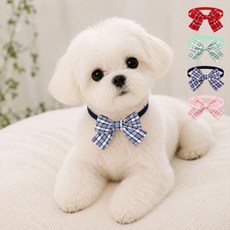 체크 강아지 나비 넥타이 리본 고양이 나비 넥타이 반려동물 강아지악세사리 강아지패션, 02.레드