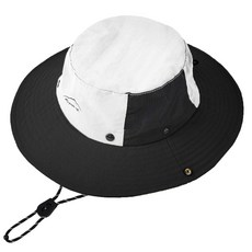 ZOORON 남성용 여성용 햇빛 차단 모자 방수 낚시 모자 UPF 50+ 버킷 모자 빠른 건조 사파리 모자 해변 하이킹 정원용 1팩-블랙/화이트