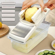 만능 채칼 손보호 슬라이서 다용도 스테인레스 강판 바구니세트, 1세트, 베이지