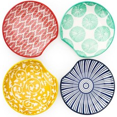 주방투어 세라믹 스푼 받침대 주방 조리대용 4.7인치 홀더 스토브탑 커피 국자용 조리기구 주걱 4종 세트, Assorted Color, Assorted Color