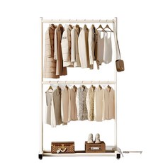 심플 2단 침실 가정용 스탠드 행거, 흰색