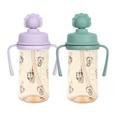 [돌고 돌아 베베락]아이와 PPSU 원터치 추&빨대컵 270ml(2P), 추&빨대컵 270(라벤더1P+딥그린1P), 1개, 270ml