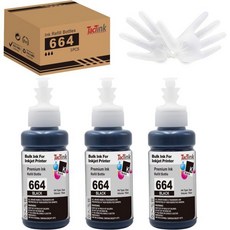 664 검정 잉크 리필 병 작업용 ET2550 ET2650 ET2500 ET2600 ET4500 ET14000 L100 L110 L120 L200 L210 L300 L350 L, T664-3BK, T664-3BK