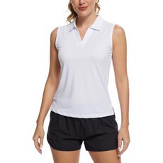 MathCat 여성용 민소매 골프 셔츠 UPF 50+ 퀵 드라이 테니스 폴로 경량 스포츠 운동 탱크 탑 XS-XL, 큰., 하얀색