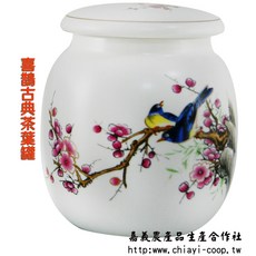 喜鵲古典茶葉罐(2入) 白瓷茶葉罐, 1個