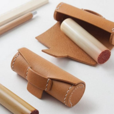 가죽 도장 케이스 파우치 휴대용 도장집 인감 도장 보관함, 베이지