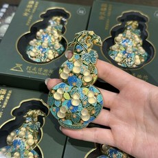 河南博物館 玉葫蘆 立體金屬冰箱貼 綠色金色邊框, 如圖所示