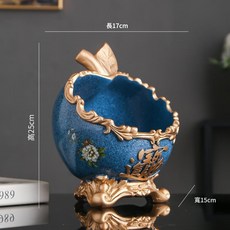 蘋果造型收納盒 鑰匙收納盤, 蘋果收納 藍金色 無規格, 1個