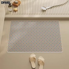 DFMEI 間門口硬硅藻泥地墊浴室吸水防滑腳墊乾溼分離印花吸水墊, 1個, 復古磚紋-A款方形白底