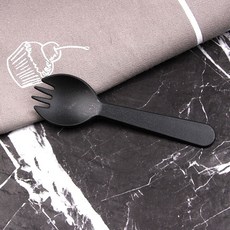 布丁勺【100個裝 單個獨立包裝】甜品勺 蛋糕勺 一次性湯匙 免洗 叉匙 奶酪勺叉 甜品調羹 聖代冰淇淋勺, 黑色【100個裝 單個獨立包裝】, 1個