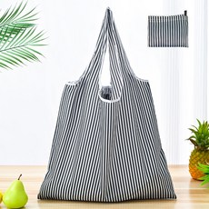 대형 포켓 시장가방 접이식 장바구니, 1개, 스트라이프
