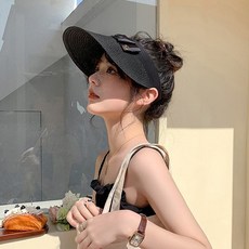 자외선 차단 여성 모자 햇빛가리개 라탄 썬캡 블랙aja8+5JXC