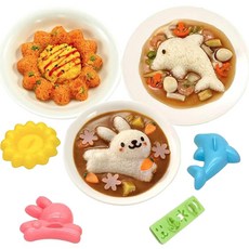 돌고래 꽃 토끼 주먹밥틀 3종+ 김커팅기1세트 카레라이스 데코 K606, 단품, 1개