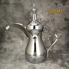 황금 아랍 커피 포트 뜨거운 물 긴 입 차 주전자 메이커 좁은 티팟 500/700ML 304 스테인레스 스틸, 01 Silver 700ML, 01 CN, 01 Silver 700ML