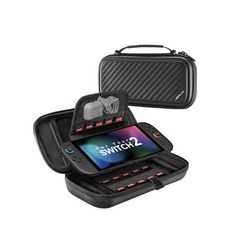 JSAUX Switch 2 便攜收納包，雙層保護，舒適手柄，多卡槽設計，Switch遊戲機收納必備, 黑, 1套, BG0117