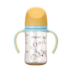 Pigeon 貝親 母乳實感玻璃奶瓶, 1個, <PPSU握把>貓頭鷹音樂會 240ml