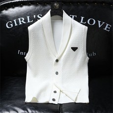 Vezri 남성용 봄 여름 고급스러운 민소매 캐주얼 조끼 슬림핏 비즈니스 코디 패션 니트 카디건 SKZ