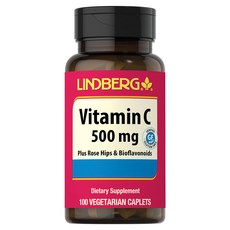 LINDBERG 維他命C 500毫克 加 玫瑰果 & 生物類黃酮 素食膠囊, 1個, 100錠