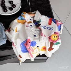 臺灣熱銷 男童花襯衫短袖2025夏季新款兒童寶寶洋氣翻領襯衣小童男孩潮上衣