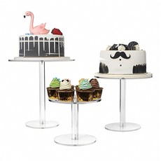3件組 亞克力蛋糕架 透明圓形塔狀點心托盤 多層塑料水果盤架 零食盤 水果盤 糖果盒 蛋糕盤 置物盤, 透明,C大號, 1個