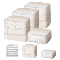 J 컴포트 보관 가방 4팩 담요 정리함 압축 대용량 초공간 절약 침구 베개 이불 지퍼 창이 있는 시트 보관용 셀프, Beige, 110L x 3 Pa