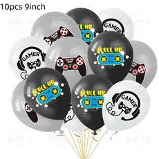 130220cm 블랙 비디오 게임 테이블보 파티 용품 네온 발광 커버 생일 장식, 24 Balloon 10pcs
