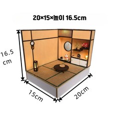 DIY 다다미 피규어 배경 선반 일본 집 디오라마 스탠드, 1개, 벽면 버전 DIY 재료 패키지