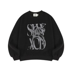 슬로우애시드 피치스킨 러스티 로고 스웨트셔츠 [블랙]