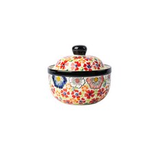 BLOWFISHFUGU 폴란드 국그릇 도자기 계란찜 그릇 계란찜그릇 합사발 디저트볼 330ML, 1개, 레드