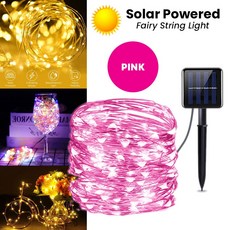 台灣出貨 7米 42米8種亮燈模式太陽能銅線串燈太陽能燈串氣氛燈彩燈仙女燈戶外防水耶誕燈節日裝飾燈, 1個, 22M200LED-粉色-8功能