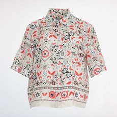 비꼴리끄 린넨 프린트 셔츠 블라우스 B252WB1100 550352