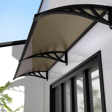 시스슈 고정어닝 캐노피 렉산 폴리카보네이트 테라스가림막 차양막 현관 창문 빗물막이 비가림 테라스 창문 렉산 처마 비가림 현관 주택 차양 비가리개, 블랙 프레임 + 브라운 판넬