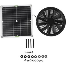 태양열 패널 팬 키트 10인치 12v 100w 원형 환기 케이스 배기 전원 저장 기능 없음 치킨 쿱 온실 창고용 미니 환풍기, 미니 태양광 패널 전원 충전 솔라 팬 키트 10인치 1
