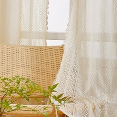 MT 아일릿 태슬 레이스 커튼 145x200cm 햇살커튼 시스루커튼