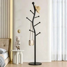 Healthy Home 넘어지지 않는 철제 스탠드행거 옷걸이 모자걸이 가방걸이, 블랙