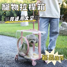 寵物拉桿箱 大容量車載兩用寵物外出拉杆箱 輕便透氣猫咪太空艙行李箱, 1個, 透明-小挎包,25斤內猫猫16斤內狗狗